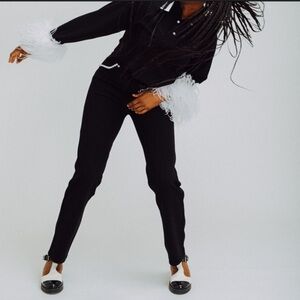 Adam Selman Black Pants with Pearl Accents Size 4